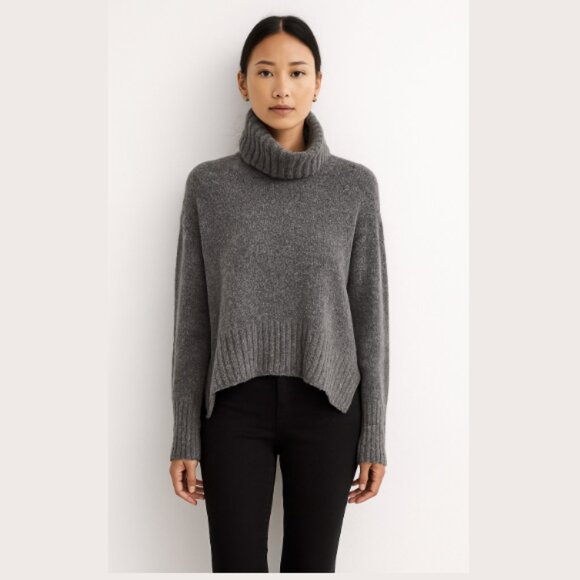 ANTHROPOLOGIE Moth Fireside Turtleneck Sweater Wool Blend Grey Women's Small - Picture 2 of 13